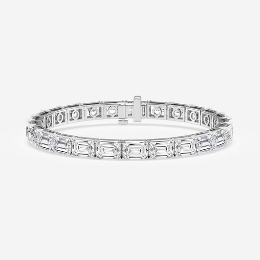 25 Ctw Prong With East -West Solitaire Bracelet - 25.10 CTTW - Emerald Diamond - 18K White Gold