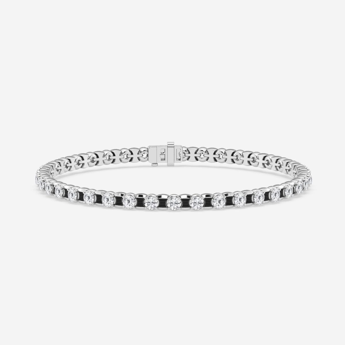 Tennis Bracelet With Black Rhodium - 7.00 CTTW - Round Diamond - 14K White Gold