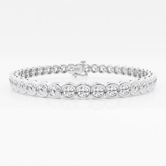 Half Bezel Tennis Bracelet - 10.00 CTTW - Round Diamond - 14K White Gold