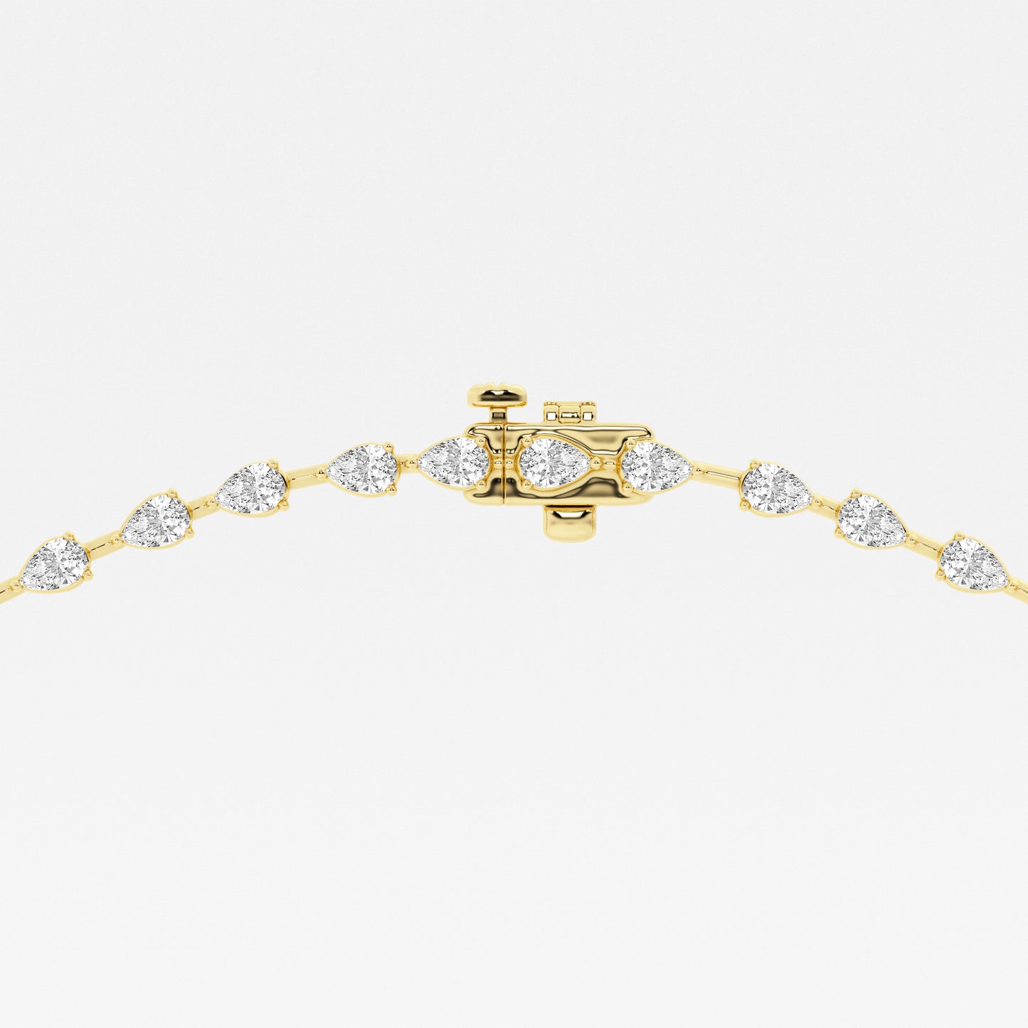 Drop Down Round Tennis Necklace - 3.00 CTTW - Pear Diamond - 14K Yellow Gold