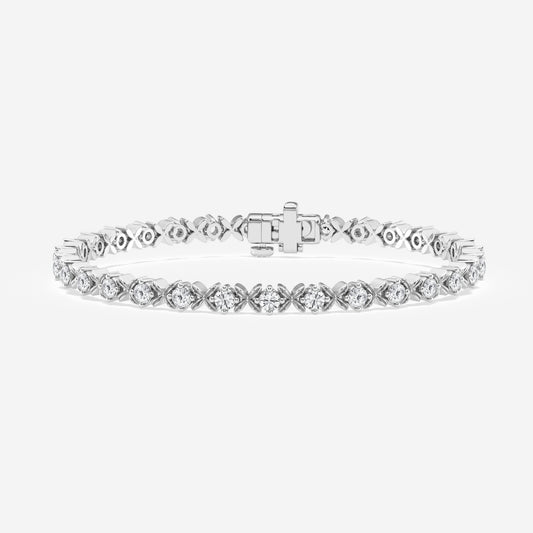 Leaf Link Tennis Bracelet - 2.00 CTTW - Round Diamond - 14K White Gold