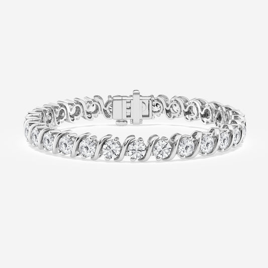 "S" With Prong Solitaire Bracelet - 10.00 CTTW - Round Diamond - 14K White Gold