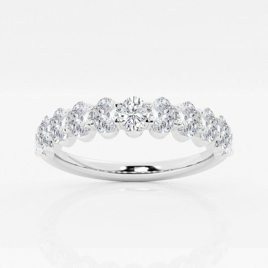 Oval Prong Wedding Band - 5.50 CTTW - Oval Diamond - 14K White Gold