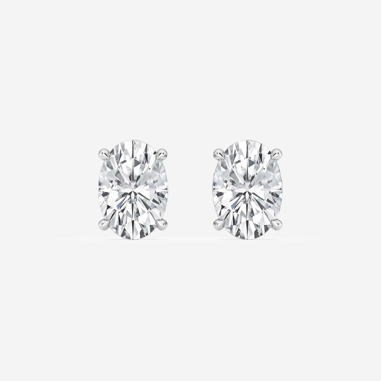 Oval Lab Grown Diamond Hidden Halo Studs Earrings - 0.50 CTTW - Oval Diamond - 14K White Gold