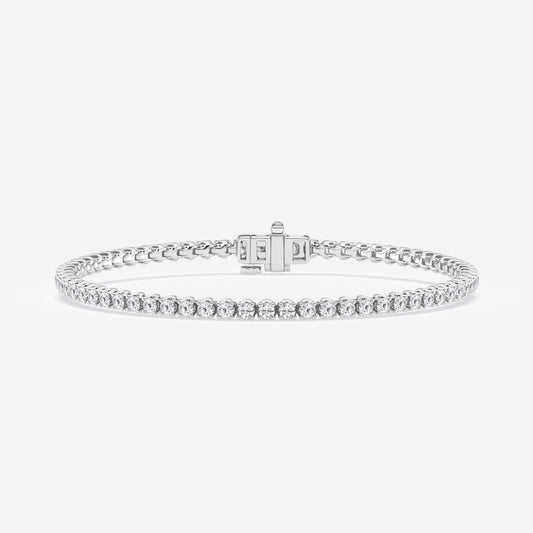 Tulip Prong Tennis Bracelet - 3.30 CTTW - Round Diamond - 14K White Gold