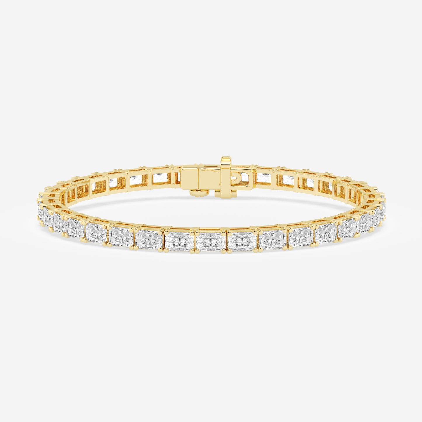 East West Tennis Bracelet - 10.00 CTTW - Radiant Diamond - 14K Yellow Gold