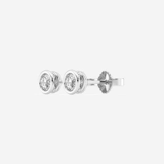 Round Lab Grown Diamond Bezel Bridge Set Studs Earrings - 0.50 CTTW - Round Diamond - 14K White Gold