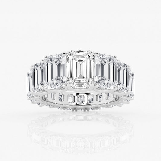 Graduated Emerald Eternity Band - 11.00 CTTW - Emerald Diamond - 14K White Gold