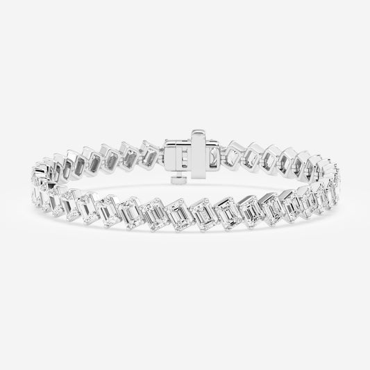 Prong With East-West Solitaire Bracelet - 14.40 CTTW - Emerald Diamond - 18K White Gold