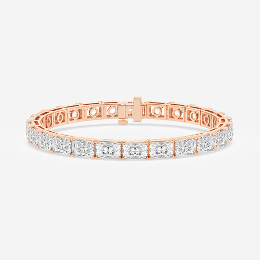 21 Ctw Prong East-West Solitaire Bracelet - 21.10 CTTW - Radiant Diamond - 14K Rose Gold