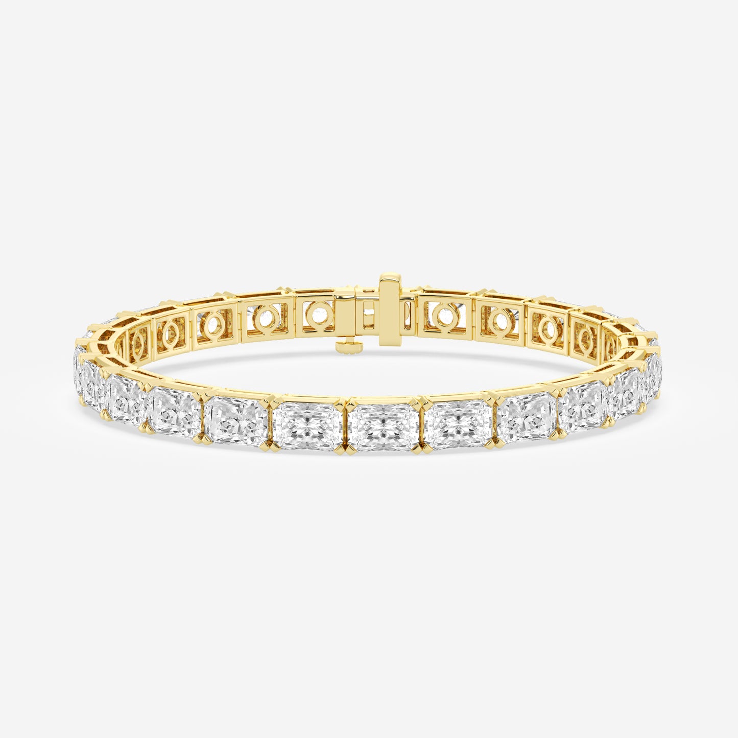 21 Ctw Prong East-West Solitaire Bracelet - 21.10 CTTW - Radiant Diamond - 14K Yellow Gold