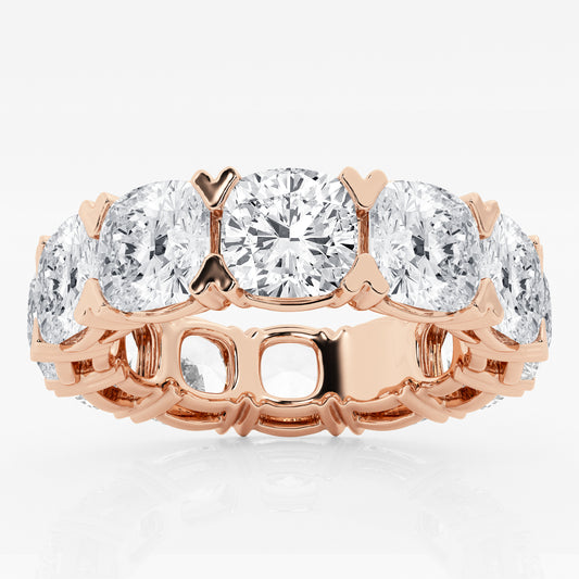 V-Prong Cushion Eternity Band - 7.00 CTTW - Cushion Diamond - 14K Rose Gold