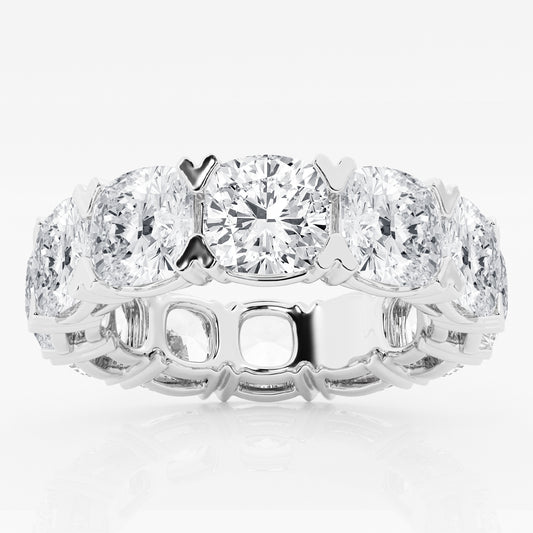 V-Prong Cushion Eternity Band - 12.00 CTTW - Cushion Diamond - 14K White Gold