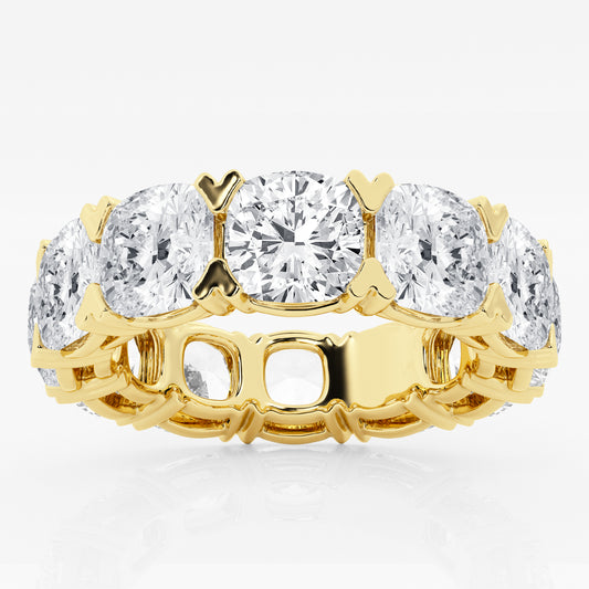 V-Prong Cushion Eternity Band - 12.00 CTTW - Cushion Diamond - 14K Yellow Gold