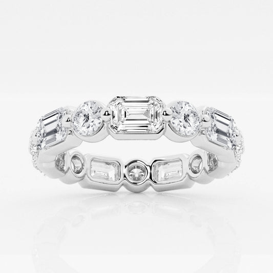 Emerald Floating Eternity Band - 1.50 CTTW - Emerald Diamond - 14K White Gold