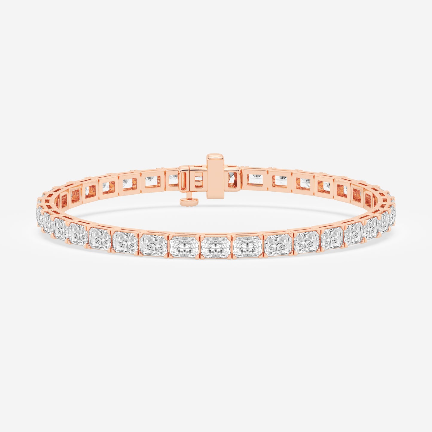 East West Tennis Bracelet - 9.50 CTTW - Radiant Diamond - 14K Rose Gold