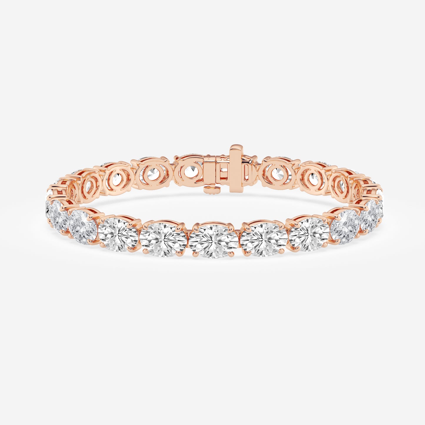 25 Ctw Prong With East - West Solitaire Bracelet - 25.10 CTTW - Oval Diamond - 18K Rose Gold