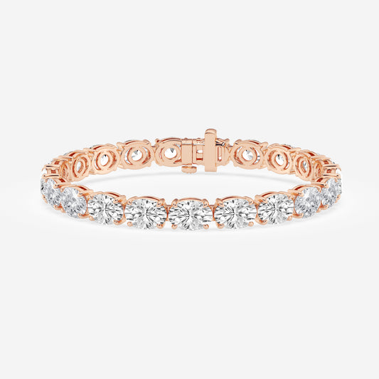 25 Ctw Prong With East - West Solitaire Bracelet - 25.10 CTTW - Oval Diamond - 18K Rose Gold