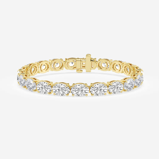 25 Ctw Prong With East - West Solitaire Bracelet - 25.10 CTTW - Oval Diamond - 18K Yellow Gold