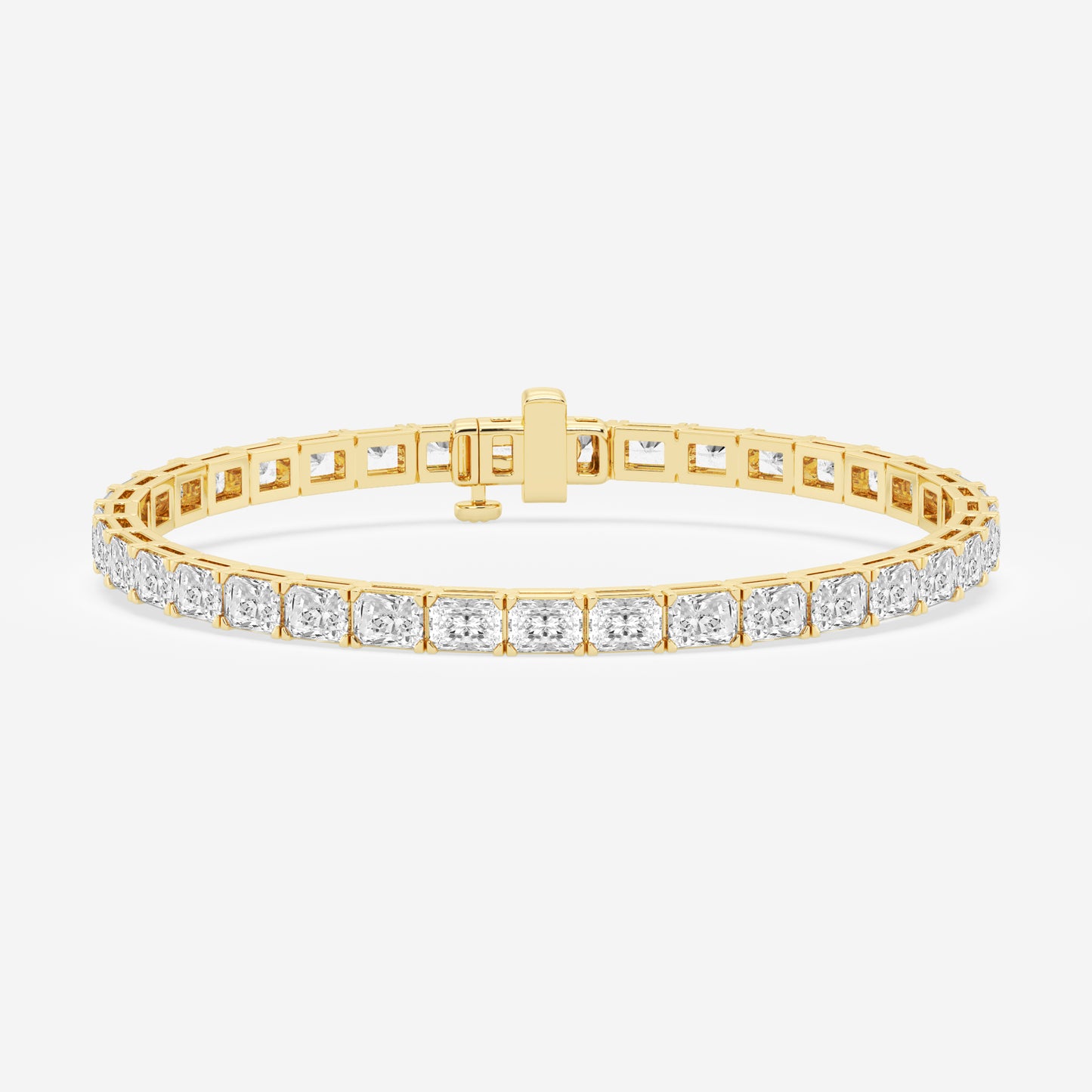 East West Tennis Bracelet - 9.50 CTTW - Radiant Diamond - 14K Yellow Gold