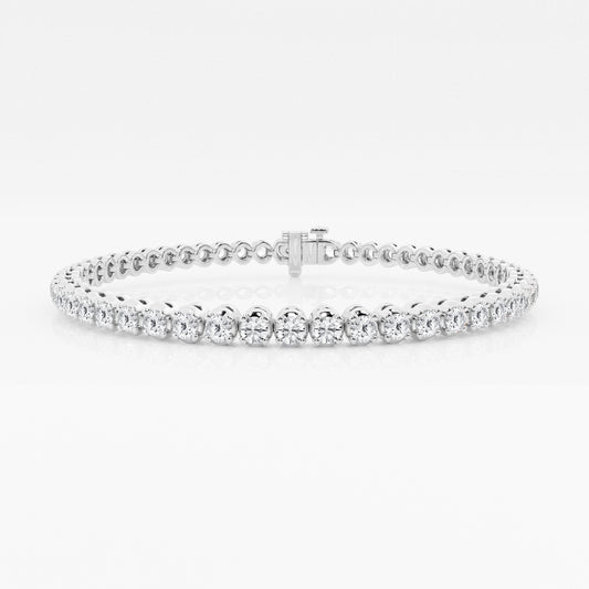 4ct Total Bezel Basket Tennis Bracelet - 4.20 CTTW - Round Diamond - 14K White Gold