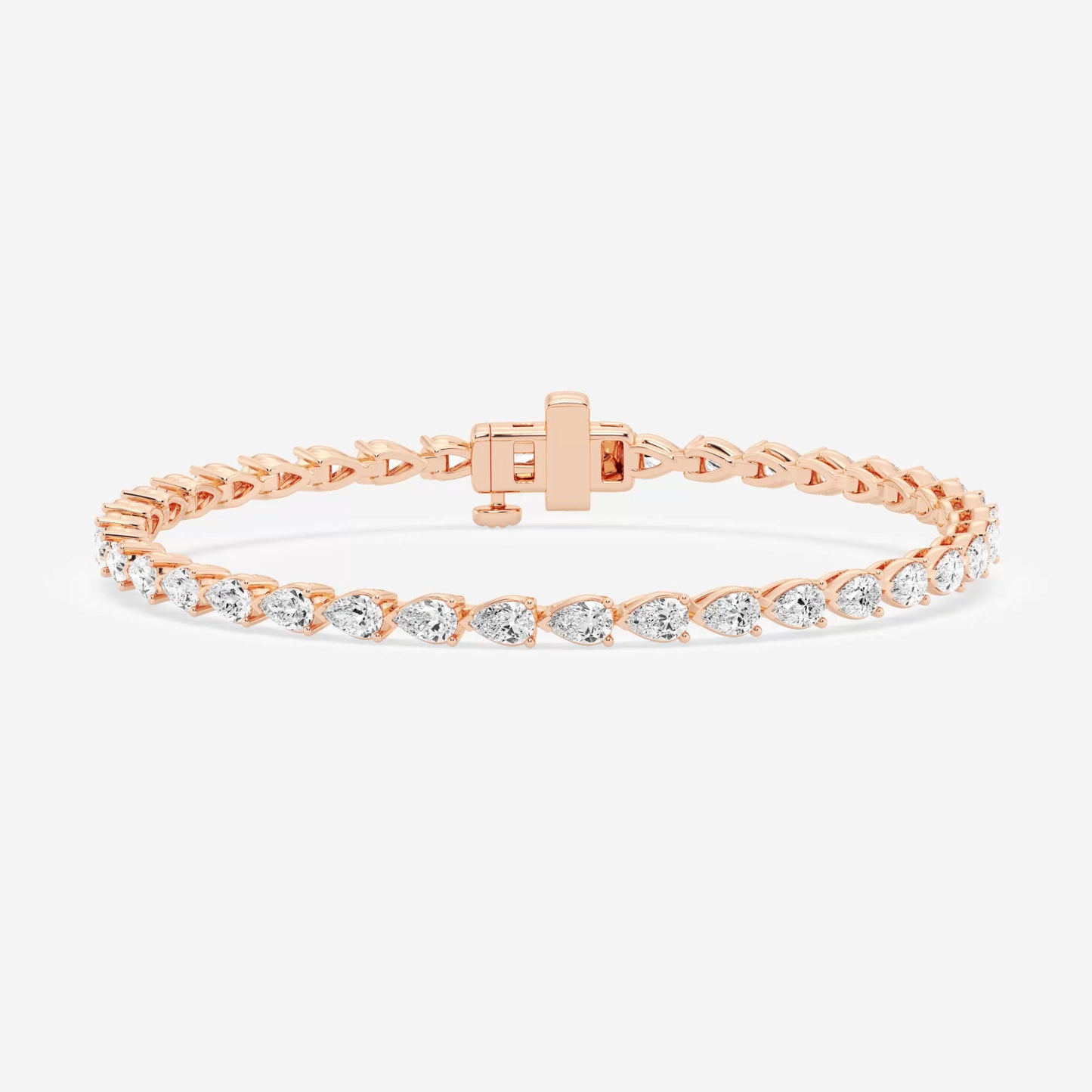 5ct Total Multi Shape Tennis Bracelet - 4.85 CTTW - Pear Diamond - 14K Rose Gold