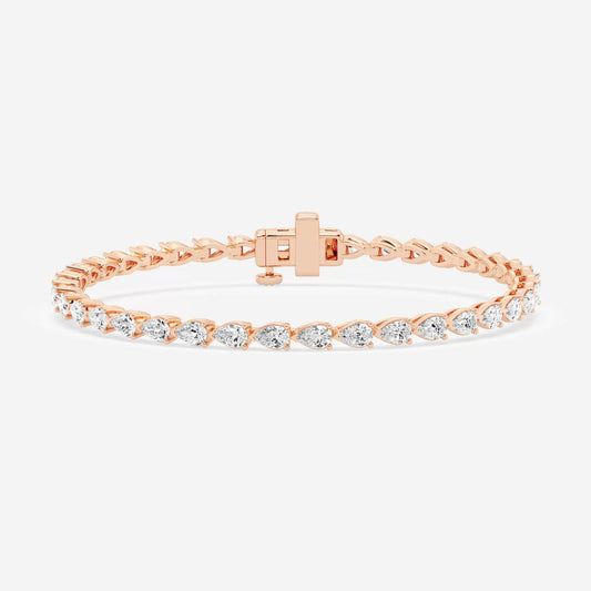 5ct Total Multi Shape Tennis Bracelet - 4.85 CTTW - Pear Diamond - 14K Rose Gold