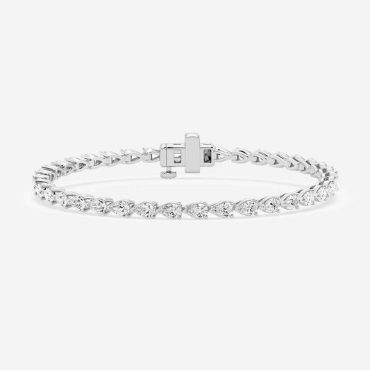 5ct Total Multi Shape Tennis Bracelet - 4.85 CTTW - Pear Diamond - 14K White Gold