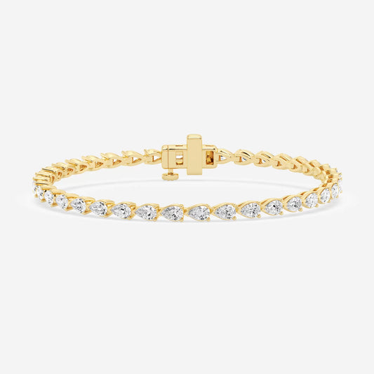 5ct Total Multi Shape Tennis Bracelet - 4.85 CTTW - Pear Diamond - 14K Yellow Gold