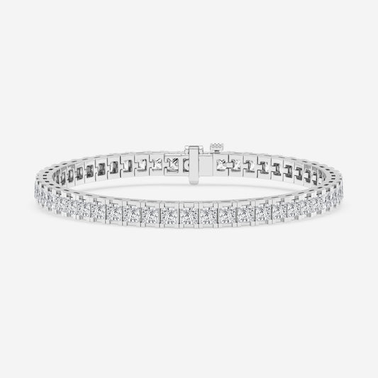 Box With Prong Solitaire Bracelet - 10.40 CTTW - Princess Diamond - 14K White Gold