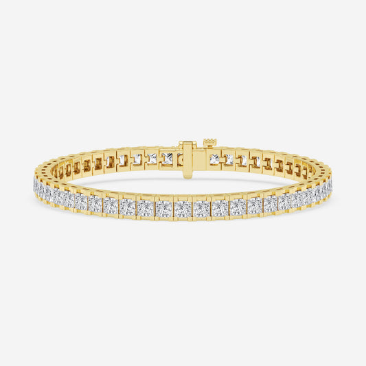 Box With Prong Solitaire Bracelet - 10.40 CTTW - Princess Diamond - 14K Yellow Gold