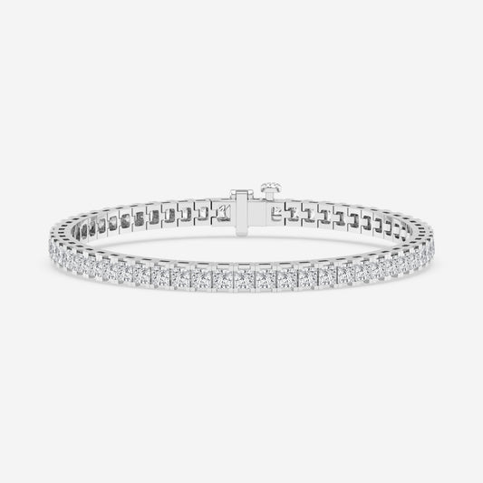 8ct Total Princess Basket Tennis Bracelet - 8.00 CTTW - Princess Diamond - 14K White Gold