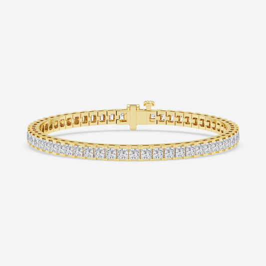 8ct Total Princess Basket Tennis Bracelet - 8.00 CTTW - Princess Diamond - 14K Yellow Gold