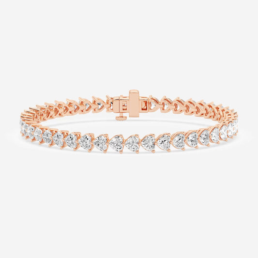 East West Tennis Bracelet - 9.00 CTTW - Heart Diamond - 14K Rose Gold