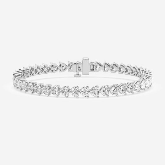 East West Tennis Bracelet - 9.00 CTTW - Heart Diamond - 14K White Gold