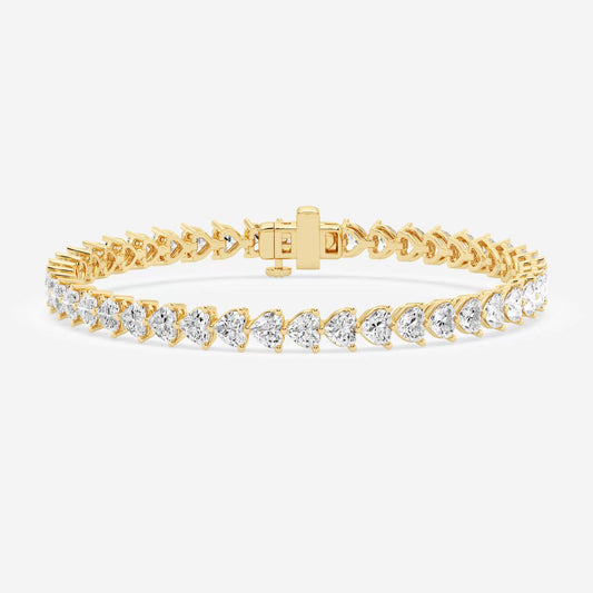 East West Tennis Bracelet - 9.00 CTTW - Heart Diamond - 14K Yellow Gold