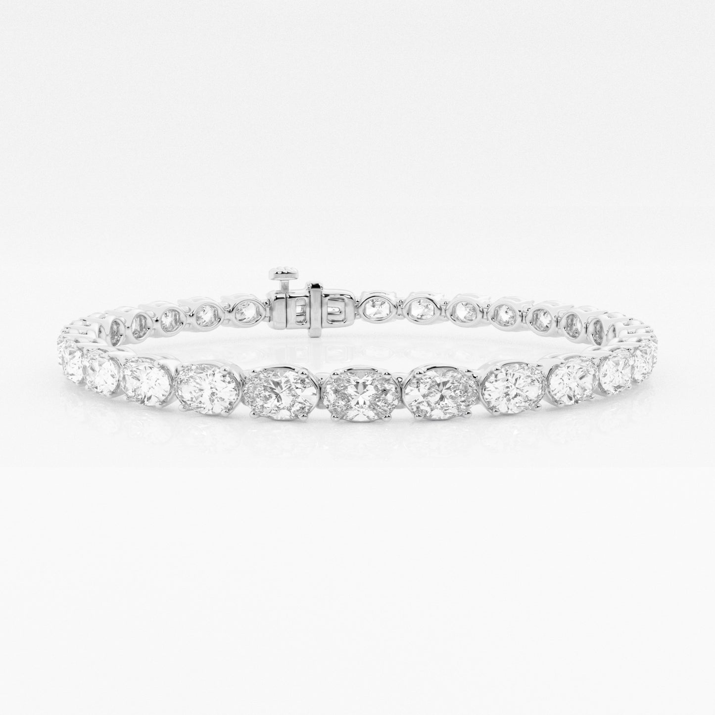 10 Ctw East-West Solitaire Bracelet - 10.00 CTTW - Oval Diamond - 14K White Gold