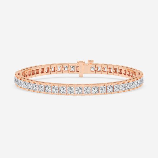 Box With Prong Solitaire Bracelet - 10.40 CTTW - Princess Diamond - 14K Rose Gold