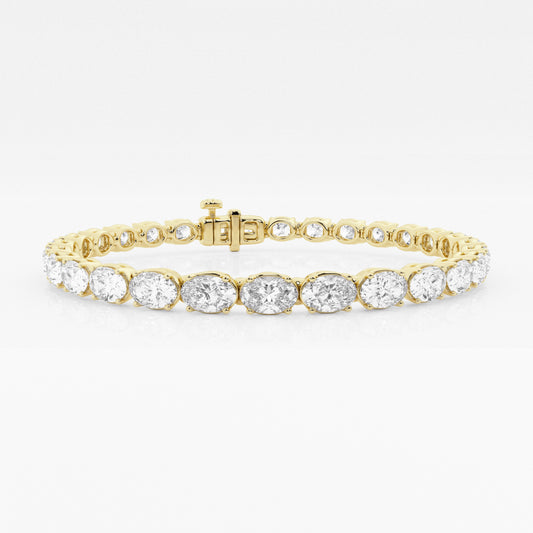 10 Ctw East-West Solitaire Bracelet - 10.00 CTTW - Oval Diamond - 14K Yellow Gold