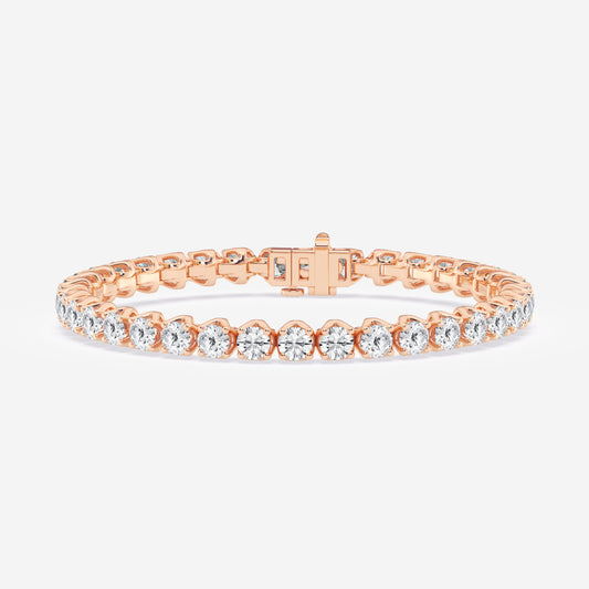 Tulip Prong Solitaire Bracelet - 12.20 CTTW - Round Diamond - 14K Rose Gold