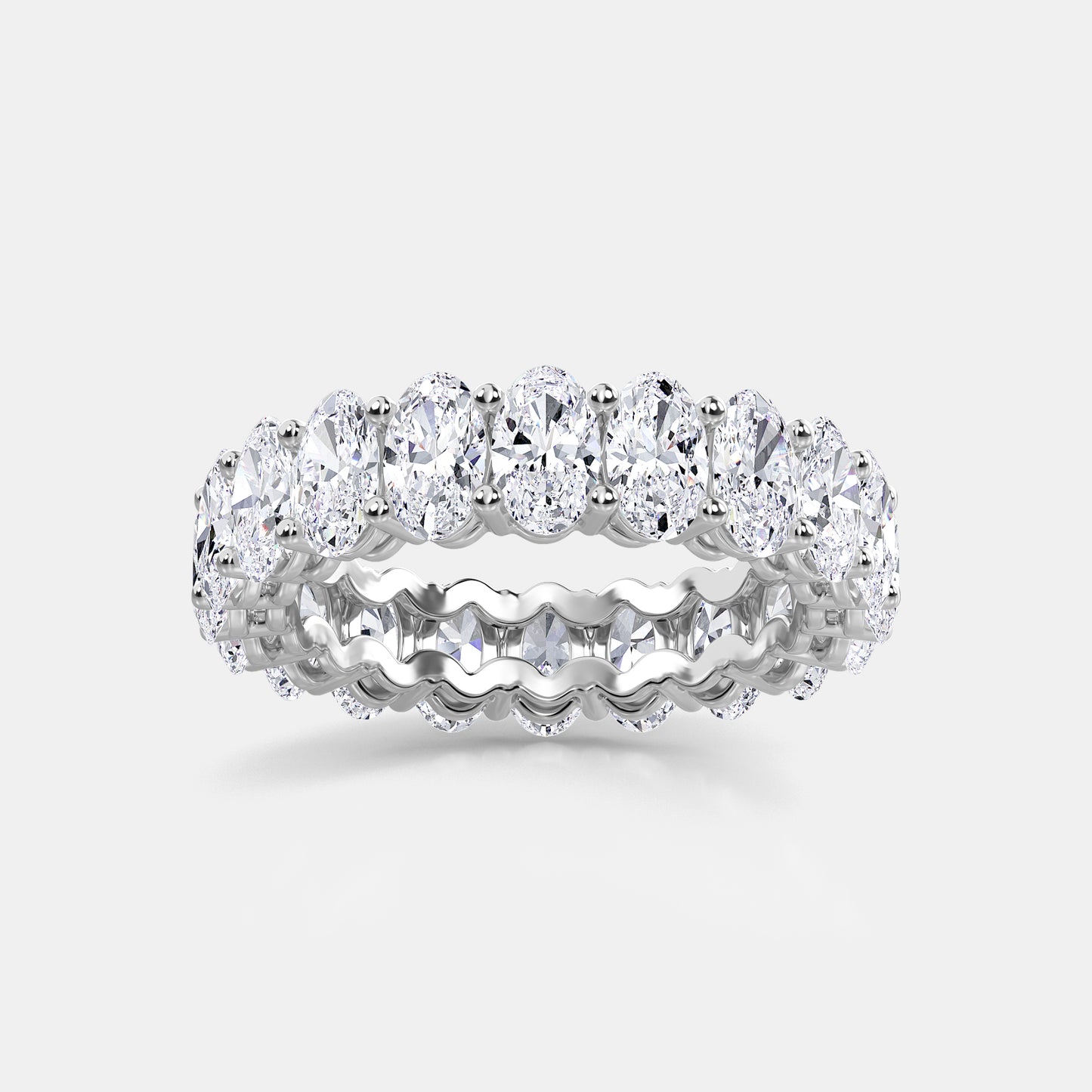 Oval U Prong Eternity Band - 3.50 CTTW - Oval Diamond - 14K White Gold