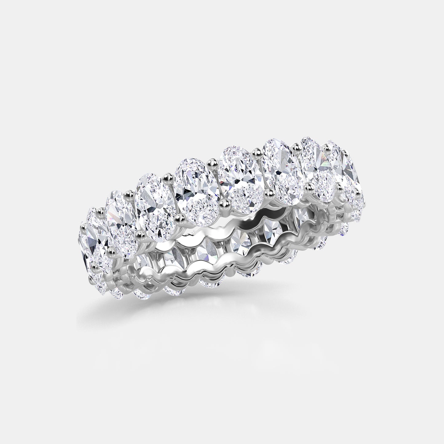 Oval U Prong Eternity Band - 3.50 CTTW - Oval Diamond - 14K White Gold