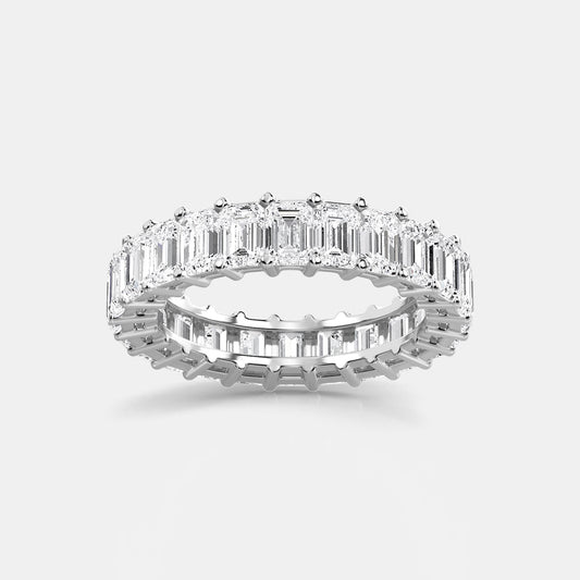 Emerald Eternity Band - 3.40 CTTW - Emerald Diamond - 14K White Gold