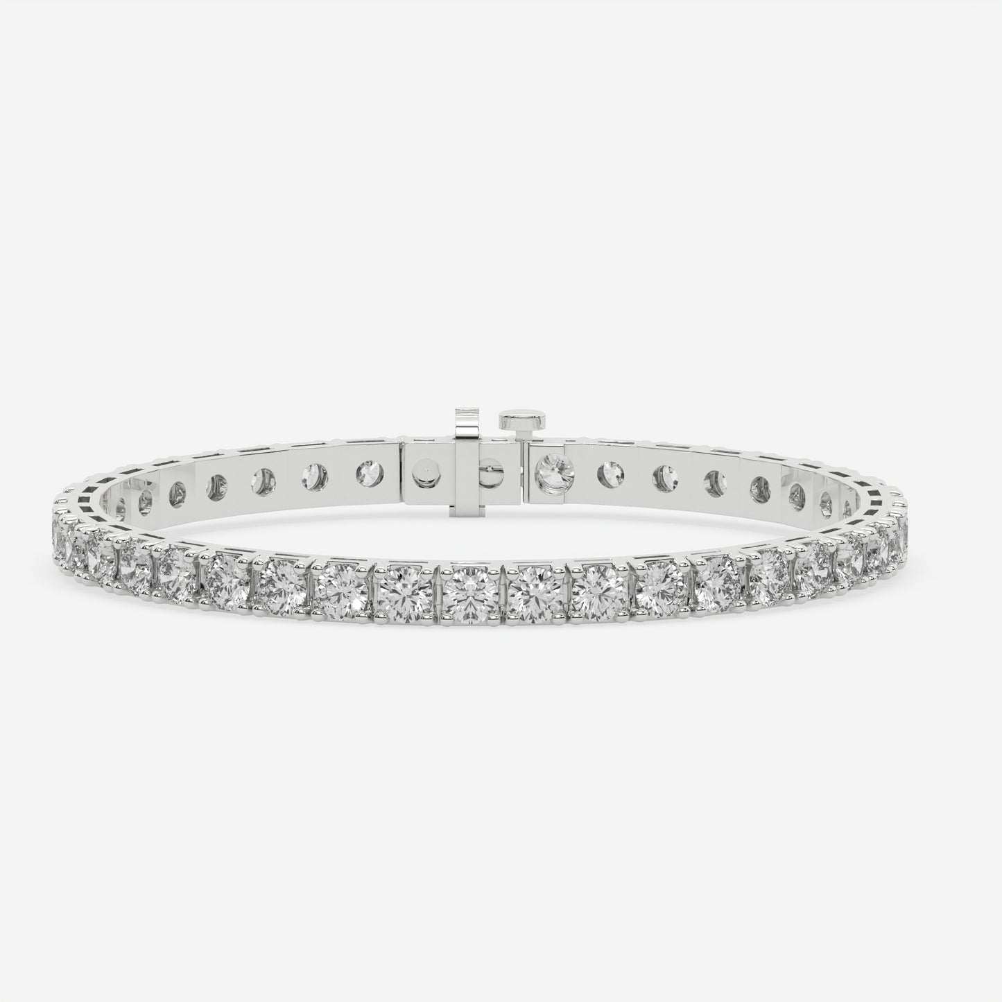 Classic Tennis Bracelet - 15.20 CTTW - Round Diamond - 14K White Gold