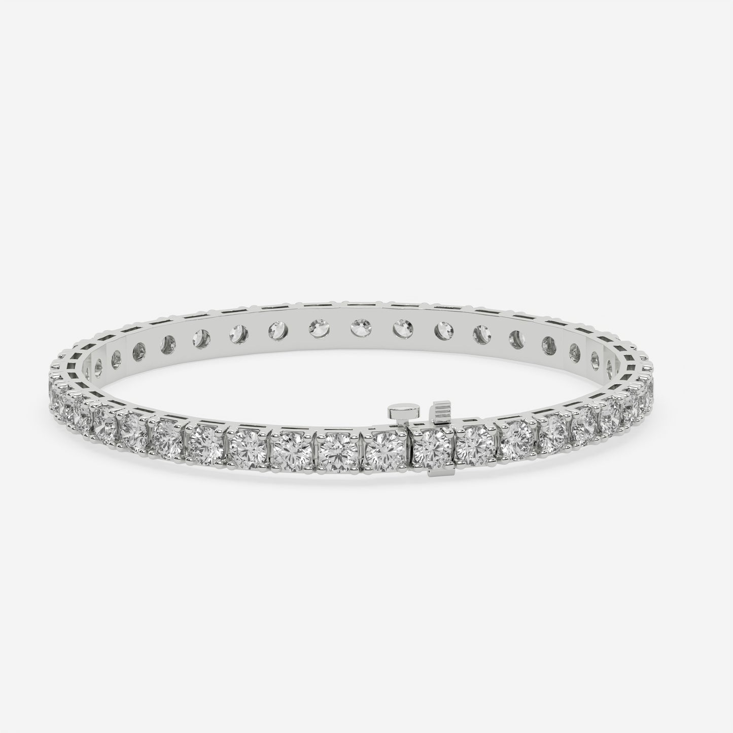 Classic Tennis Bracelet - 15.20 CTTW - Round Diamond - 14K White Gold