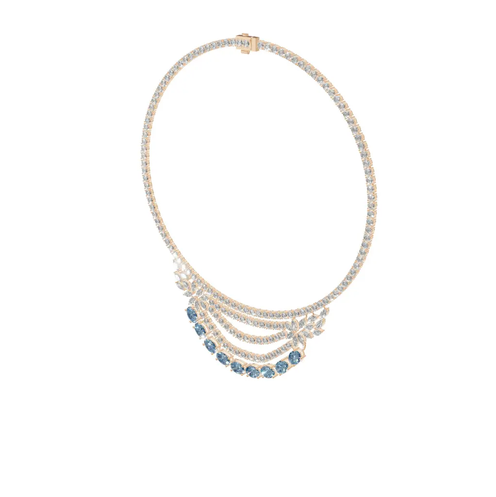 Chisa three tier blue diamond designer necklace .webp