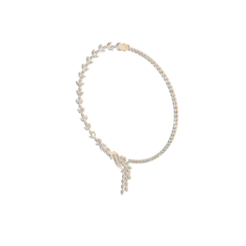 Crystal Fantail designer diamond necklace .webp