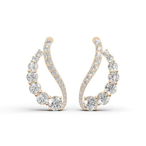 [14R131] Cygne wings diamond earring (14KT, Rose)