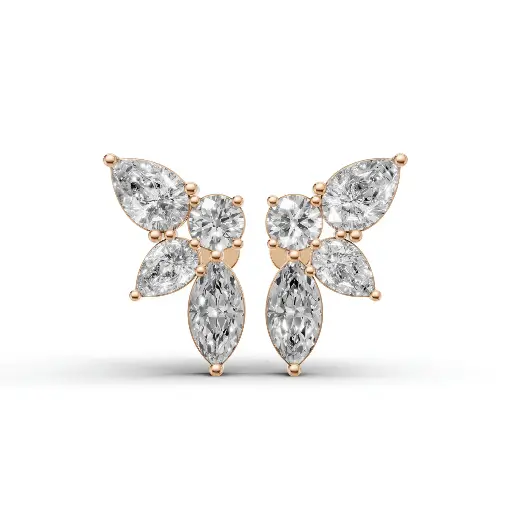 [14R137] Regal Papillon diamond earring (14KT, Rose)