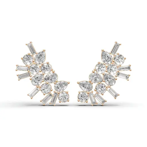 [14R167] Crystaryn Diamond earring (14KT, Rose)
